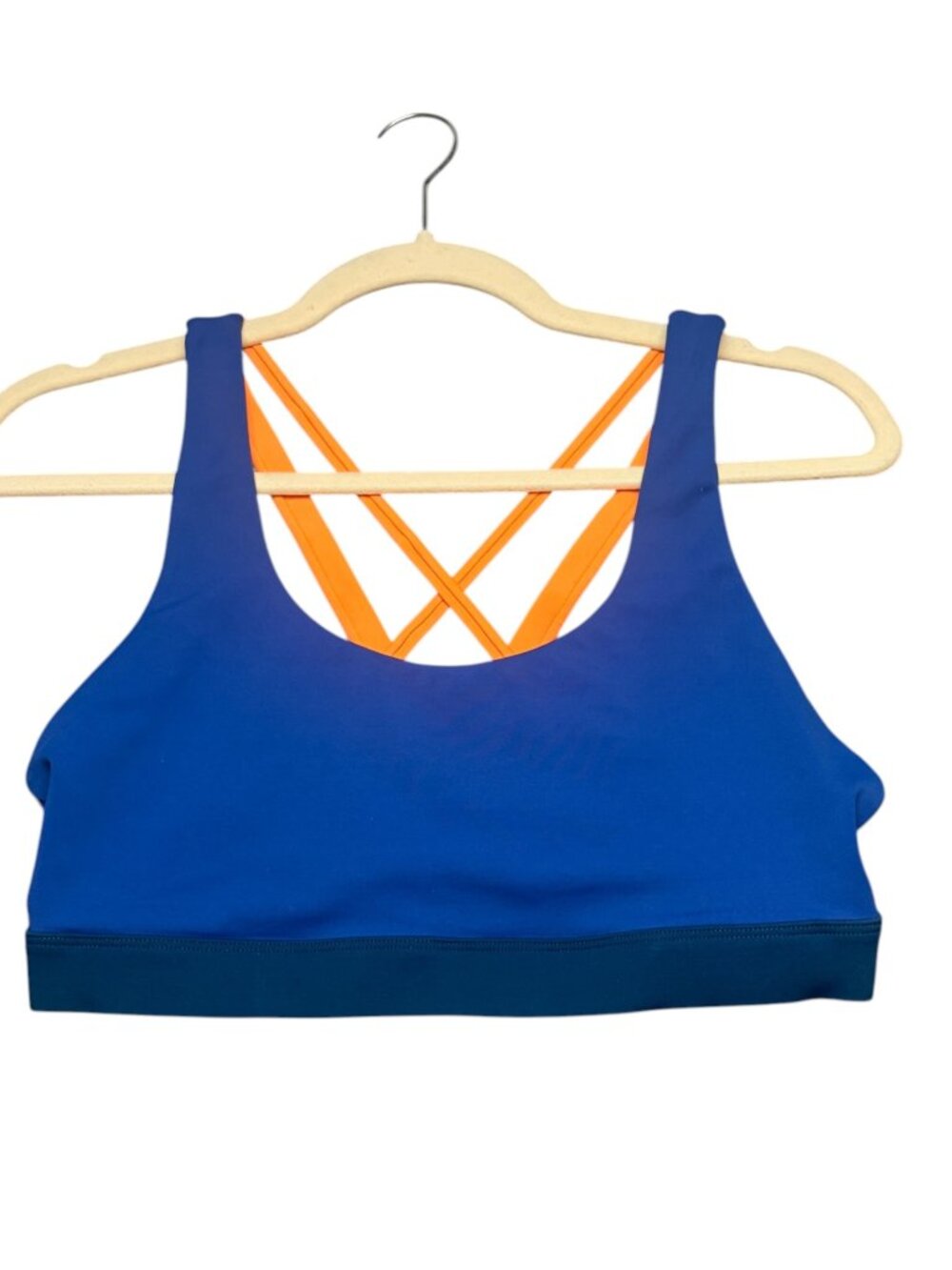Zyia Active Size M Sports Bra Crisscross Strappy Blue Orange Sporty Yoga Gym